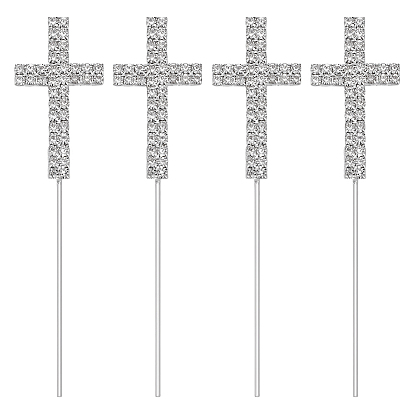 4 шт. открытки-вставки для торта ко дню рождения из цинкового сплава со стразами, крестик