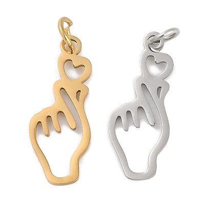 304 подвески из нержавеющей стали, с целью перехода в кольце, лазерная резка, палец сердце жест очарование