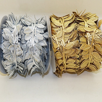 50m тканевая кружевная отделка, кружевная лента из листьев, для декора свадебного банкета