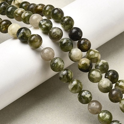 Нити бусин из натурального зеленого лепидолита, круглые