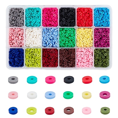 Perles en fimo faits à la main, pour les fournitures de bricolage bijoux artisanat, disque / plat rond, perles heishi