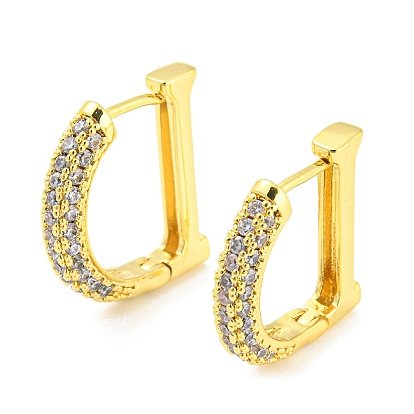 Initial Letter D Clear Cubic Zircon Hoop Earrings, Brass Earrings for Women