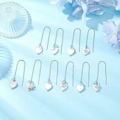 5 пары натуральных пресноводных ракушек, ухо, нить, сердце, с 304 нержавеющей сталью и 201 нержавеющей сталью