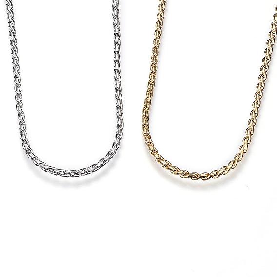 304 Stainless Steel Twisted Chain Necklaces, with Lobster Claw Clasps