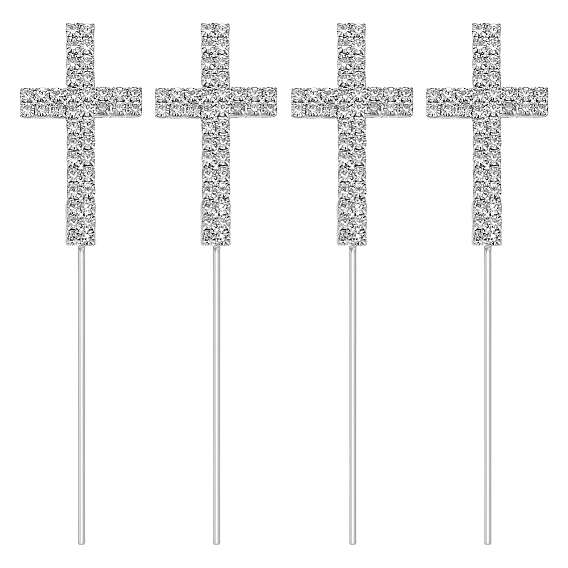 4 шт. открытки-вставки для торта ко дню рождения из цинкового сплава со стразами, крестик