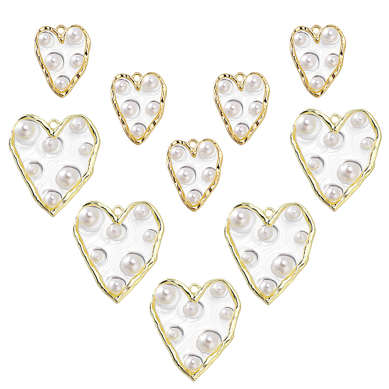 10 шт. 2 стили подвески из сплава и пластика с жемчугом, сердце прелести