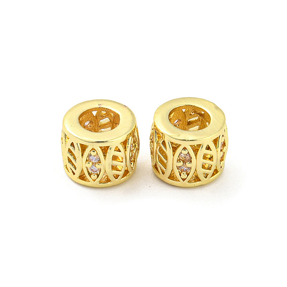 Латунные микро проложить Цирконий Европейский бисером, бусины с большим отверстием, долговечный, без свинца и без кадмия, колонна с конским глазом