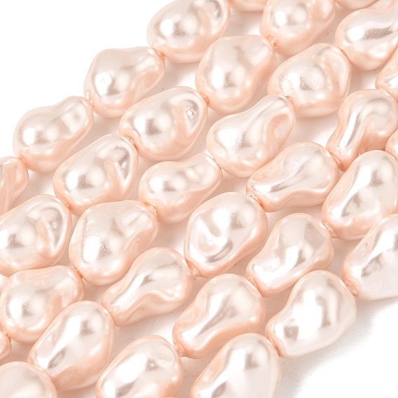 Нити бусин из гальванизированного непрозрачного стекла, имитирующие жемчуг, самородки