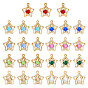 45Pcs 10 Colors Rhinestone Pendants, with Light Gold Iron Findings, Star Charms