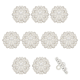 10 шт. 1 пуговицы с хвостовиком из сплава с отверстиями, с пластиковой бусиной, имитирующей жемчуг, цветок