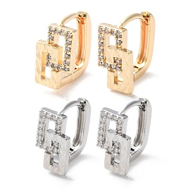 Rack Plating Brass Clear Cubic Zirconia Hoop Earrings, Long-Lasting Plated