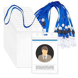 Nbeads 24Pcs 2 Style Transparent PVC Bags, with Polyester Card Holder Lanyard and PP Clasp