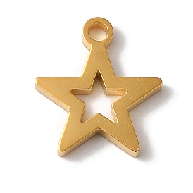 PVD Vacuum Plating 304 Stainless Steel Charms, Laser Cut, Star Charms