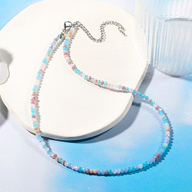 Collier de perles de cristal bohème fait à la main - bijoux pendentif simples et uniques.