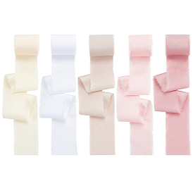 5 рулоны 5 цветная полиэфирная потрепанная лента, лента с необработанным краем, украшение флористической лентой, для букета, Подарочная упаковка