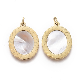 Charmes naturels, avec anneaux et anneaux de sécurité en acier inoxydable plaqué or, ovale