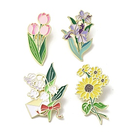 Alloy Brooches, Flower Enamel Pins for Clothes Backpack