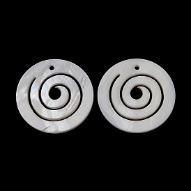 Colgantes de concha natural, plano redondo con encanto en espiral