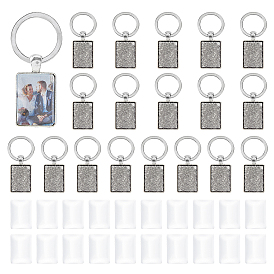 Alloy Keychain, with Iron Rings & Glass Cabochons