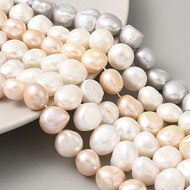 Natural Cultured Freshwater Pearl Beads Strands, Two Sides Polished