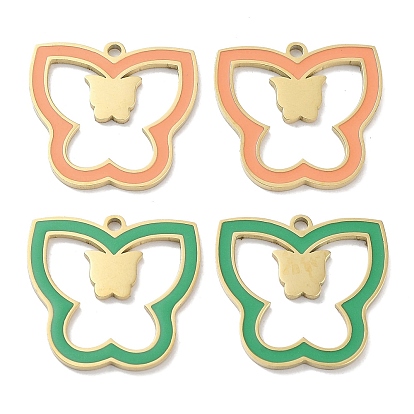 Ионное покрытие (ip) 304 подвески из нержавеющей стали, с эмалью, очарование бабочки, золотые