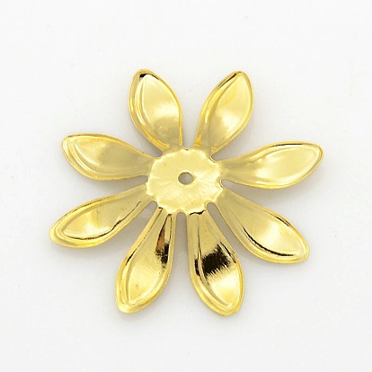 8-Petal Iron Flower Bead Caps, 29x2mm, Hole: 1mm