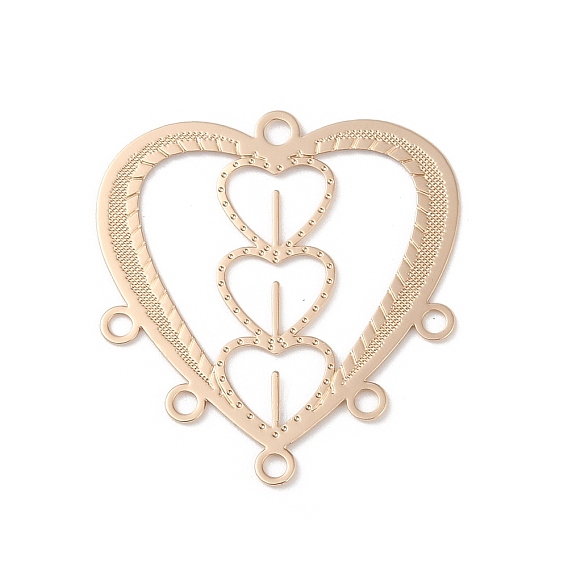 Латунные люстры ссылки компонент, долговечный, без кадмия, без никеля и без свинца, гравированные металлические украшения, сердце