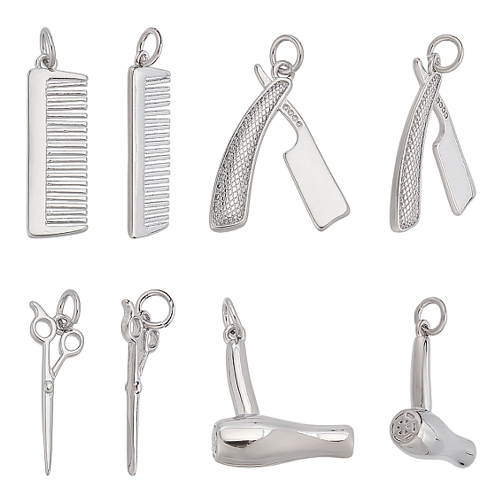 8 шт. 4 стили стрижка тема латунные подвески, с прыжковых колец, без кадмия и без свинца, долговечный, инструменты