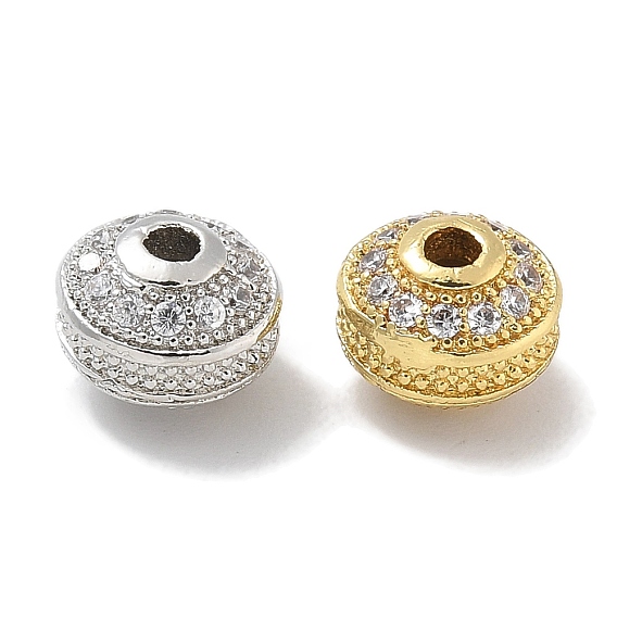Стойки обшивки латунь микро проложить кубического циркония бусы, долговечный, без свинца и без кадмия, рондель