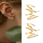 1 Pair Rack Plating Claw Brass Stud Earrings, with Clear Cubic Zirconia, Cadmium Free & Lead Free, Long-Lasting Plated