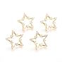 Brass Micro Pave Clear Cubic Zirconia Stud Earrings, Long-Lasting Plated, Star