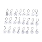 Creolenohrring aus Messing, mit 304 Edelstahl-Charme, flache Runde mit Sternbild / Sternzeichen
