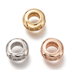 Brass Micro Pave Clear Cubic Zirconia Charms, Cadmium Free & Lead Free, Long-Lasting Plated, Donut