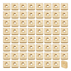 200 латунные бусины шт., долговечный, квадратный