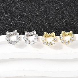 Серьги-гвоздики с бантом 925 из стерлингового серебра с микропаве из прозрачных кубических цирконий