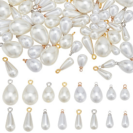 64шт 16 стили АБС-пластик подвески с имитацией жемчуга, с латунной найти, очарование слезы