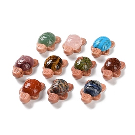 Mixed Gemstone & Natural Rhodonite Tortoise Beads, Top Drilled
