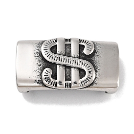Style tibétain 304 charmes coulissants/perles coulissantes en acier inoxydable, pour la fabrication de bracelets en cuir, rectangle