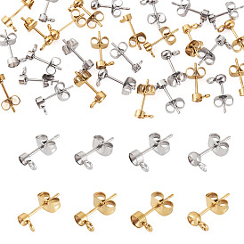 32шт 8 стили 304 фурнитура для сережек из нержавеющей стали, с петлей и ушной гайкой / серьгами