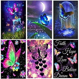 Butterfly Theme DIY Diamond Painting Kits, including Resin Rhinestones, Diamond Sticky Pen, Tray Plate and Glue Clay