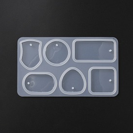 Moules en silicone pendentif bricolage, moules de résine, pour la résine UV, fabrication de bijoux en résine époxy, rectangle/carré/rond