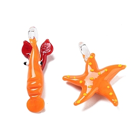 Three-Dimensional Handmade Lampwork Pendants, Bumpy, Lobster/Starfish Charms