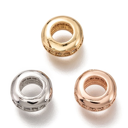 Brass Micro Pave Clear Cubic Zirconia Charms, Cadmium Free & Lead Free, Long-Lasting Plated, Donut