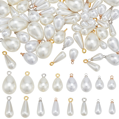 64шт 16 стили АБС-пластик подвески с имитацией жемчуга, с латунной найти, очарование слезы