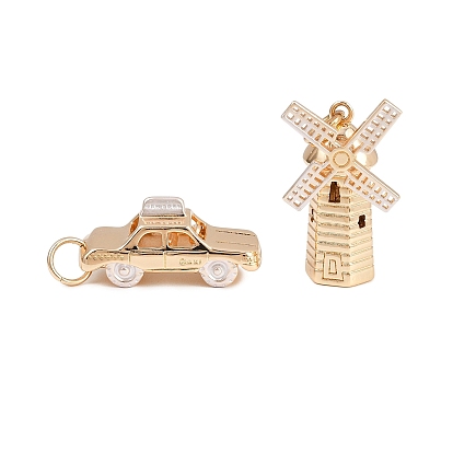 Латунные подвески, темы путешествий ветряные мельницы/такси, с целью перехода в кольце