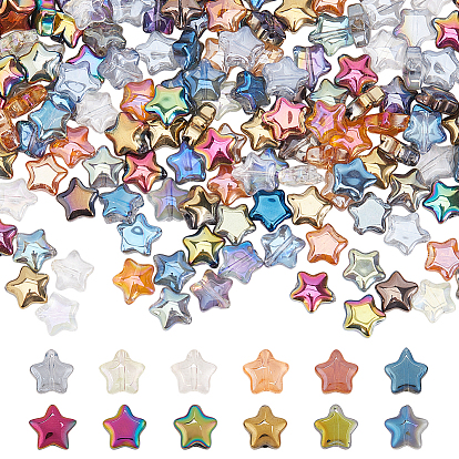 300стеклянные бусины с гальваническим покрытием, звезда