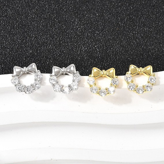 Серьги-гвоздики с бантом 925 из стерлингового серебра с микропаве из прозрачных кубических цирконий