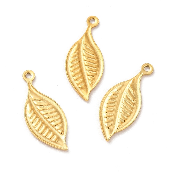 Ion Plating(IP) 304 Stainless Steel Pendants, Leaf Charm