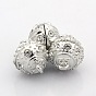 Mixed Round Alloy Magnetic Clasps with Loops, with Grade A Rhinestone, 17.5x13mm, Hole: 2mm