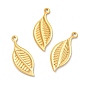 Ion Plating(IP) 304 Stainless Steel Pendants, Leaf Charm